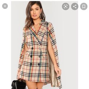 Shein rainbow beige poncho coat buttons